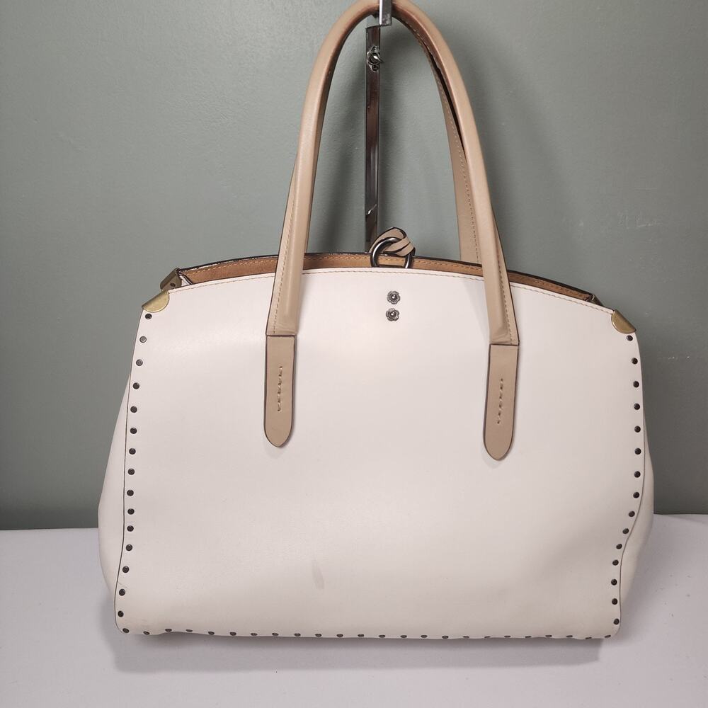 Coach 29256 Cooper Carryall Rivets Chalk Beechwood Glovetanned Leather - Picture 3 of 12